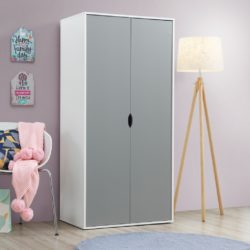 Aisling Modern Double Wardrobe with Cut Out Handles - Grey & White or Oak & White