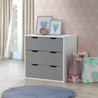 Aisling Small Modern Chest of Drawers - Grey & White or Oak & White