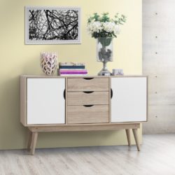 Roisin Modern Wooden Sideboard with Drawers in White & Oak