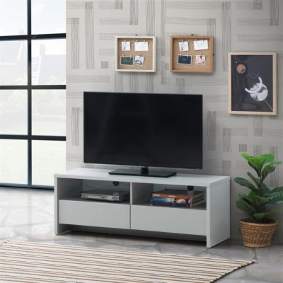 Orla Modern TV Cabinet with Drawers - Light Grey or Light Oak Wood