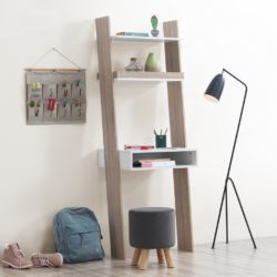 Shaylee Tall Modern Ladder Desk with Drawer in Oak Wood Effect