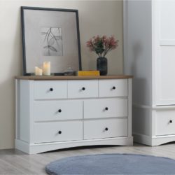 Large White Chest of Drawers White Sideboard with Wooden Top