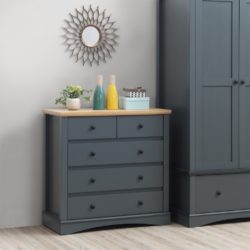 Dark Grey Chest of Drawers with Wooden Top