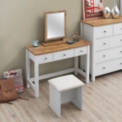 Classic White Dressing Table with Wooden Top and Drawers