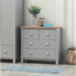 Light Grey Chest of Drawers with Wooden Top