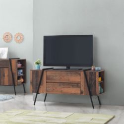 Arlene Industrial Wooden TV Cabinet with Drawers in Rustic Oak