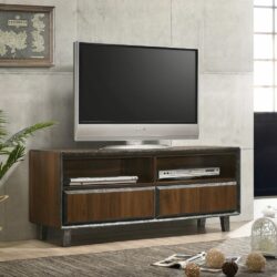 Eithne Modern Dark Wooden TV Cabinet with Drawers & Metallic Detail
