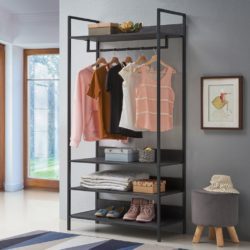 Sinead Arts Large Open Wardrobe with Shelves - Grey, Oak, Black or Grey Oak