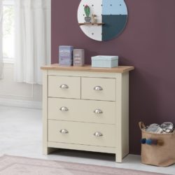 Lindsay Cream Chest of Drawers with Wooden Top