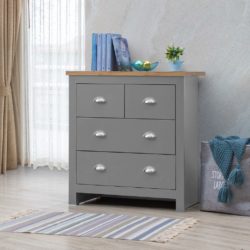 Harbour Grey Chest of Drawers with Wooden Top