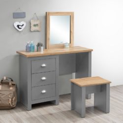 Harbour Grey Dressing Table Set with Stool, Mirror & Wooden Tops