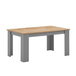 Harbour Steel Grey Wooden Dining Table with Oak Wood Top