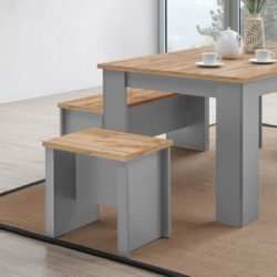 Harbour Grey Dining Stool Kitchen Stool with Wooden Top