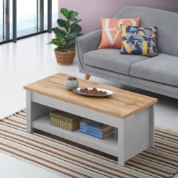 Grey Coffee Table with Sliding Top & Hidden Storage