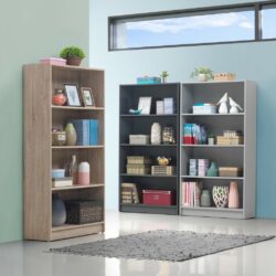 Orla Modern Tall Bookcase Display Unit - Grey, Oak Wood, Walnut or White