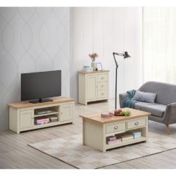 Cream Living Room Set with TV Cabinet, Small Sideboard & Coffee Table