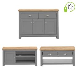 Harbour Grey Living Room Set with TV Stand, Large Sideboard & Coffee Table