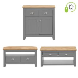 Harbour Grey Living Room Set with Corner TV Cabinet, Small Sideboard & Coffee Table