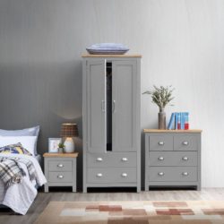 Harbour Grey Bedroom Set with Wardrobe, Small Chest of Drawers & Bedside