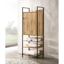 Open Modern Tall Cabinet with Shelves - Oak, Black, Light Oak or Dark Grey