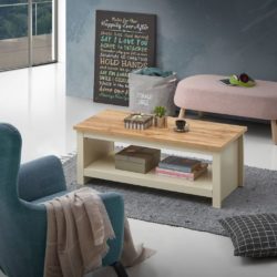 Lindsay Cream Coffee Table with Sliding Wooden Top