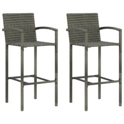Pair of Garden Rattan Bar Chairs - Grey, Black or Brown