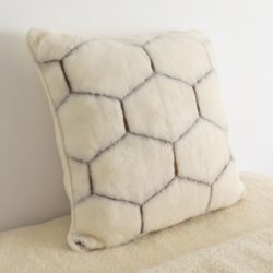 Luxury Cream Cashmere Cushion with Hexagon Pattern - Choice of Sizes