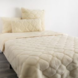 Luxury Cream Cashmere Bedspread with Diamond Pattern - Choice of Sizes
