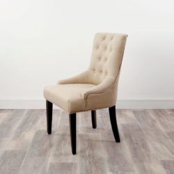 Pair of Luxury Bone Beige Dining Chairs with Button Detail