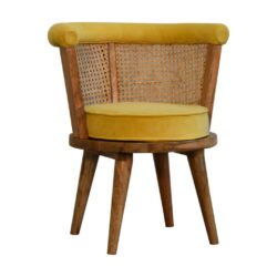 Funky Rattan and Mustard Velvet Chair