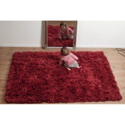 Hillington Luxury Shag Pile Rug in Rich Red