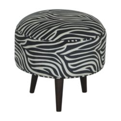 Round Velvet Zebra Print Footstool