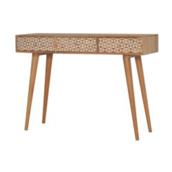 Norma Wooden Console Table with Mosaic Inlay Pattern