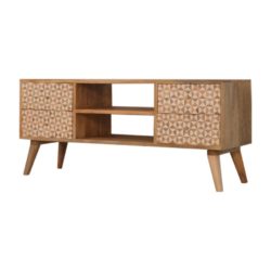 Norma Wooden TV Cabinet with Mosaic Inlay Pattern