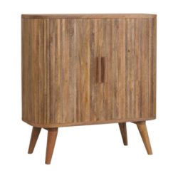 Designer Panelled Striped Wooden Sideboard Cabinet