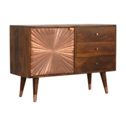 Nanette Wood and Copper Sideboard with Drawers & Chestnut Finish