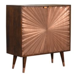 Nanette Wood and Copper Cabinet with a Chestnut Wood Finish