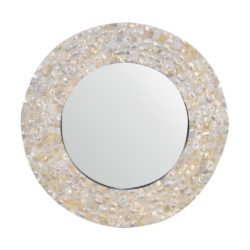 Round Mother of Pearl Mirror with Mosaic Design