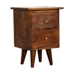 Wooden Chestnut Bedside Table with 2 Drawers