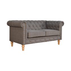 Wilbur Grey Tweed 2 Seater Chesterfield Sofa with Button Detail
