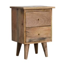 Rustic Solid Wooden Bedside Table with Drawers & Oak Finish