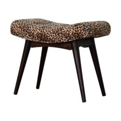 Plush Curved Leopard Print Velvet Bench Seat