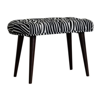 Zebra Print Bench Seat in Plush Velvet