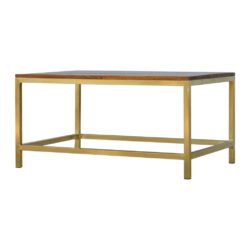Charlington Rectangular Gold Coffee Table with Chestnut Wood Top