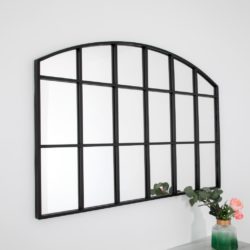 Large Wide Arched Window Wall Mirror - Black or Gold