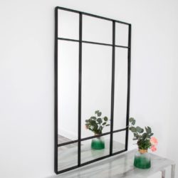 Large Window Wall Mirror with Black Frame