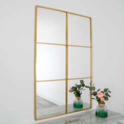 Large Gold Window Mirror with Metal Frame