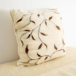Luxury Merino Wool Cream Cushion with Leaf Pattern - Choice of Sizes
