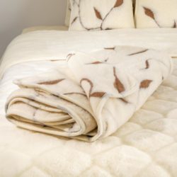 Luxury Merino Wool Blanket with Brown Leaf Pattern - Choice of Sizes