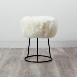 Luxury Sheepskin Stool with Black Metal Base - Available in a Choice of Colours